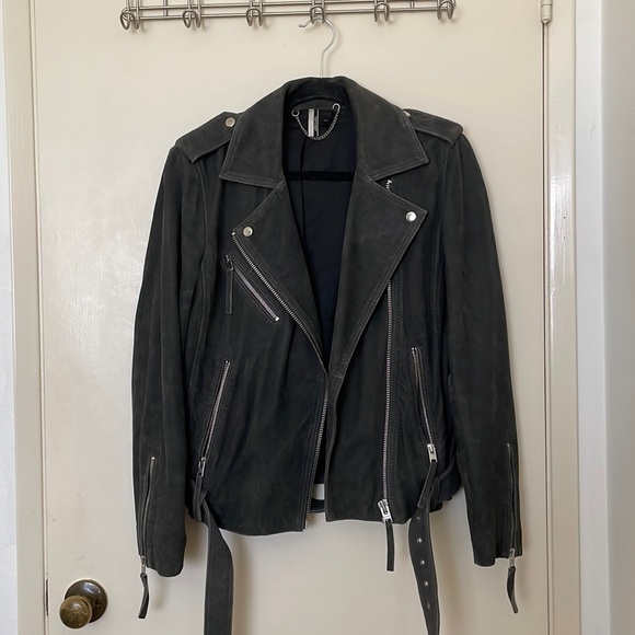 Topshop Jackets & Blazers - Topshop gray leather Moto Jacket size 8